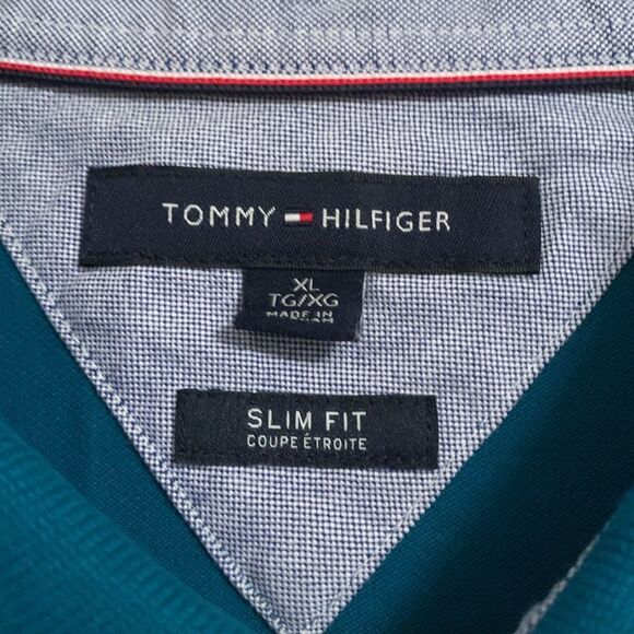 Tommy Hilfiger Turquoise Polo Shirt Classic Design Men’s Size XL - Picture 6 of 6